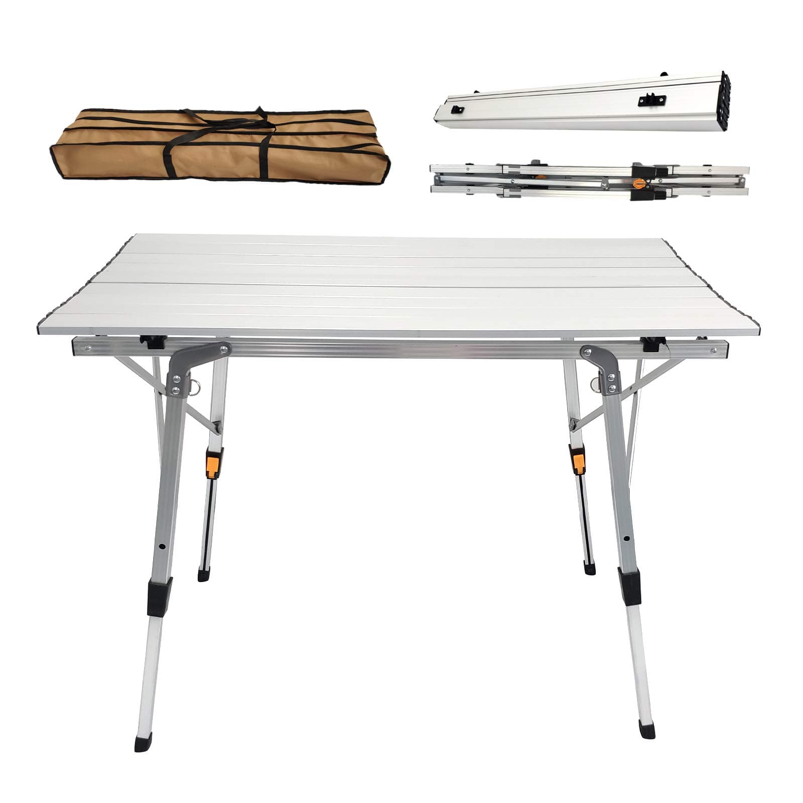 Camp Field Camping Table with Adjustable Legs for Beach, Backyards, BBQ, Party and Picnic Table (SilverA)