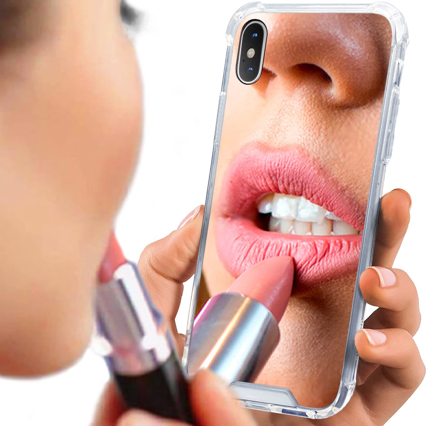 Mirror Case for iPhone X/Xs (ONLY) with Screen Protectors [2 Pack], Shockproof Soft Corners, Bye Bye Pocket Mirror, Cute Slim case for Girls, Womens