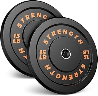 Rendpas 2-Inch Olympic Bumper Plates, 100% Virgin Rubber Low Bounce Barbell Weight Plates for Home Gym Strength Training, 10lb-45lb Black with Color-Coded