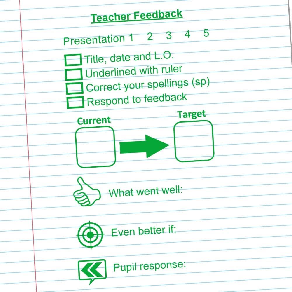 Presentation/Target Setting/Student Response Marking Large (6x11cm) Teacher Stamp (Green)