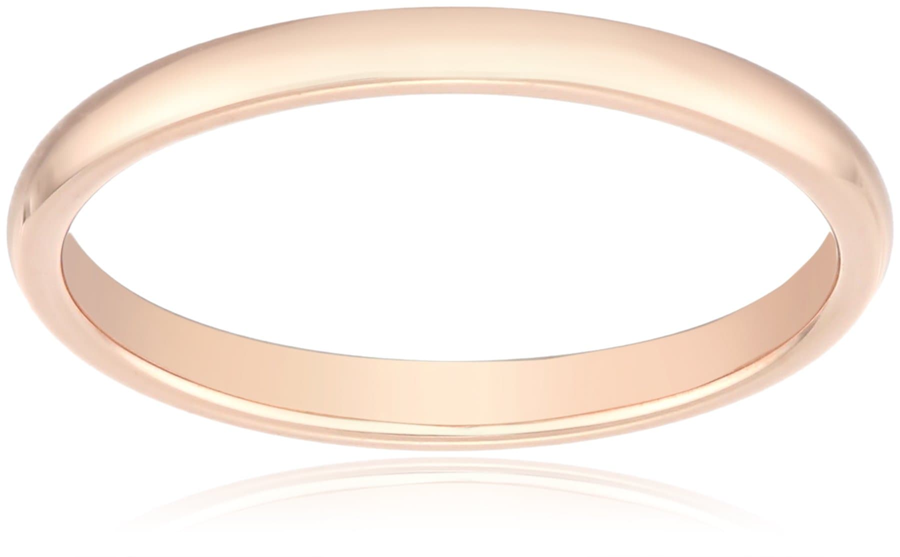 Amazon Collection Classic Fit 14K Plain Wedding Band, 2mm
