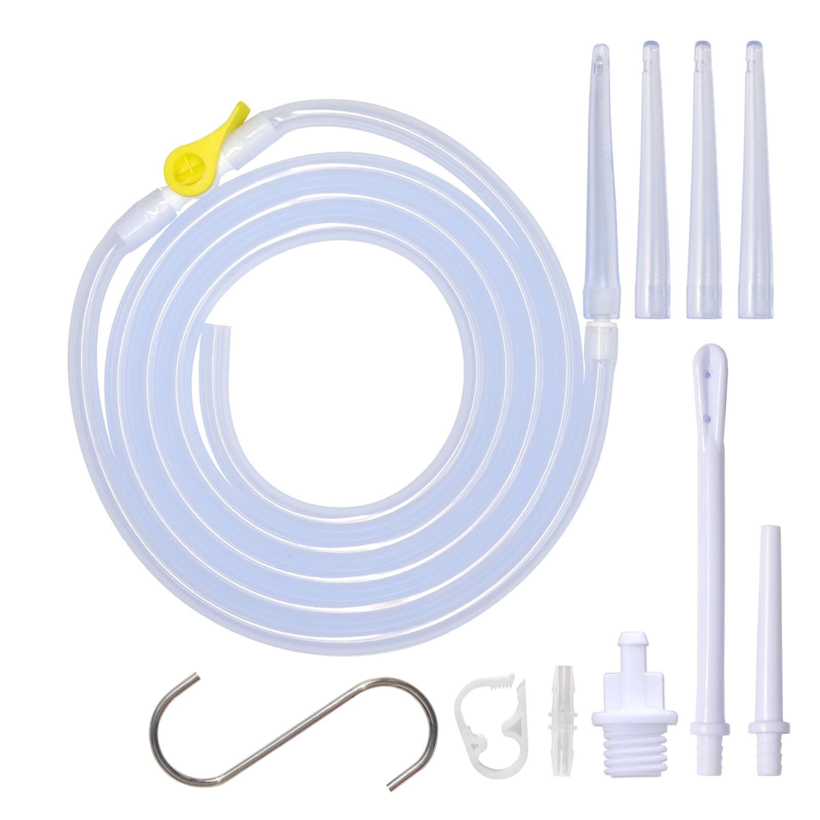 Enema Kit Replacement Part - 6.6ft Silicone Hose With 6 Tips, Controllable Water Flow Valve, Clamp - Colon Cleansing Accessories for Coffee Enema and Douche Bag Kit