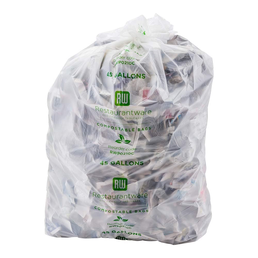 Restaurantware Clear Plastic Trash Bags 100 Count 45 Gallon Plastic Garbage Bags Leak-Resistant Tear-Resistant Liner Heavy Duty Clear