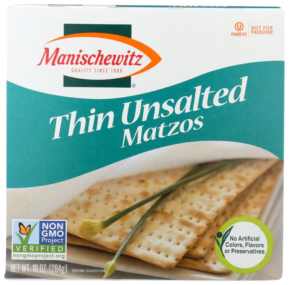 Manischewitz Passover Matzo Thin Unsalted, 9 Ounce, Kosher for Passover (Pack of 1)