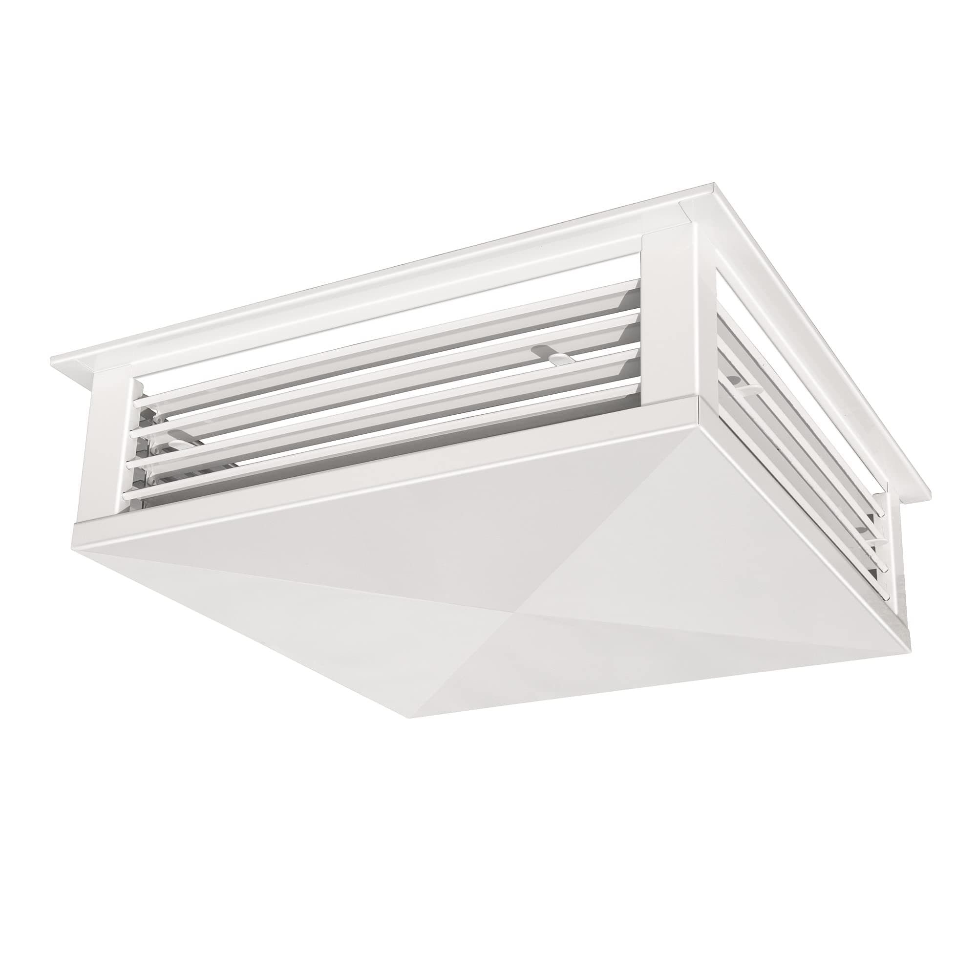 GSW 22” White Powder Coated 4-Way Adjustable Metal Diffuser for Evaporative/Swamp Cooler, 24” Mounting Edge (22"x22"x6")