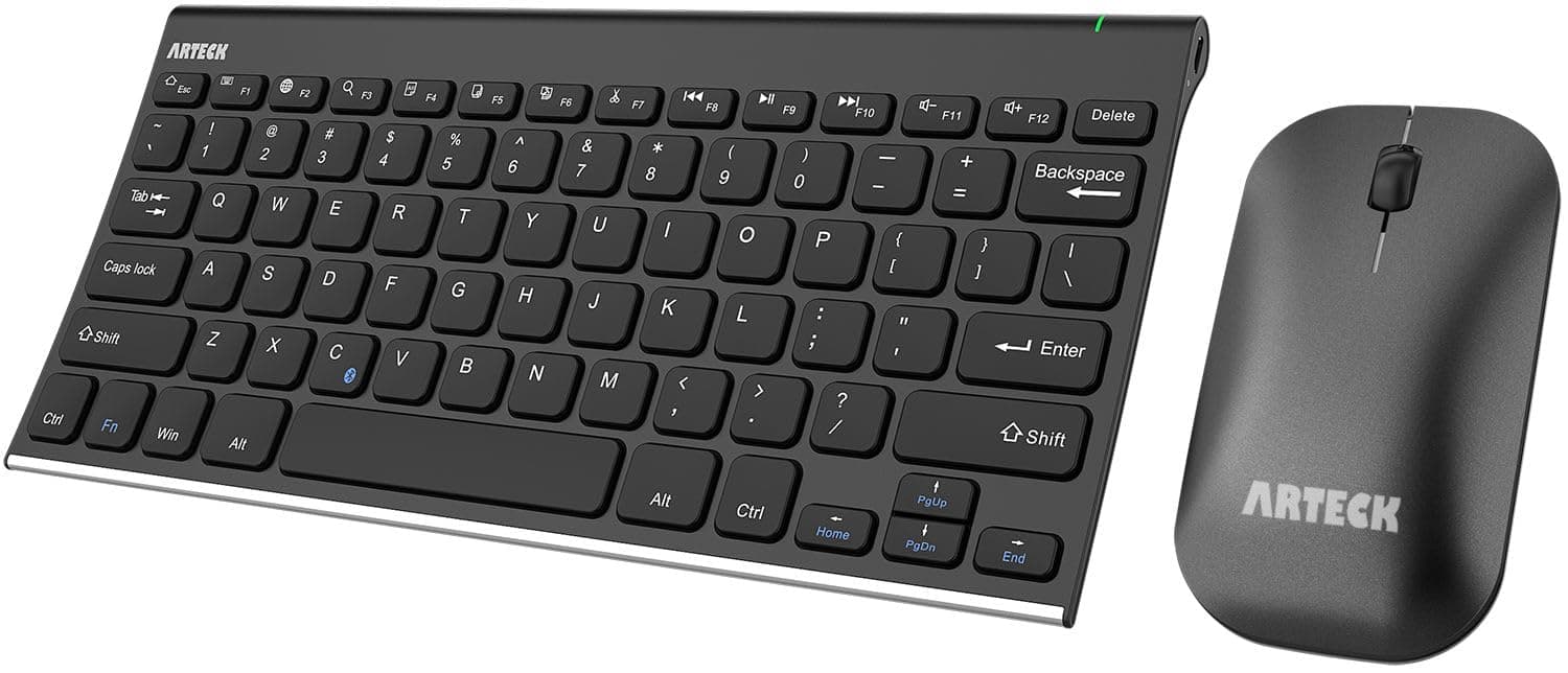 Bluetooth Keyboard and Mouse Combo Ultra Compact Slim Stainless Full Size Keyboard and Ergonomic Mice for Computer/Desktop/PC/Laptop/Surface and Windows 10/8/7 Built in Rechargeable Battery