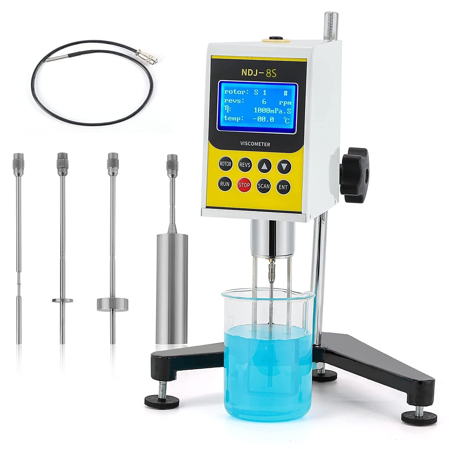 CGOLDENWALL Digital Rotary Viscometer Rotational Viscometer Viscosity Meter Fluidimeter Meter Newton Liquid Viscometer LCD Display with 4 Rotors (NDJ-8S: Measuring Range 10-2,000,000 mpa.s)