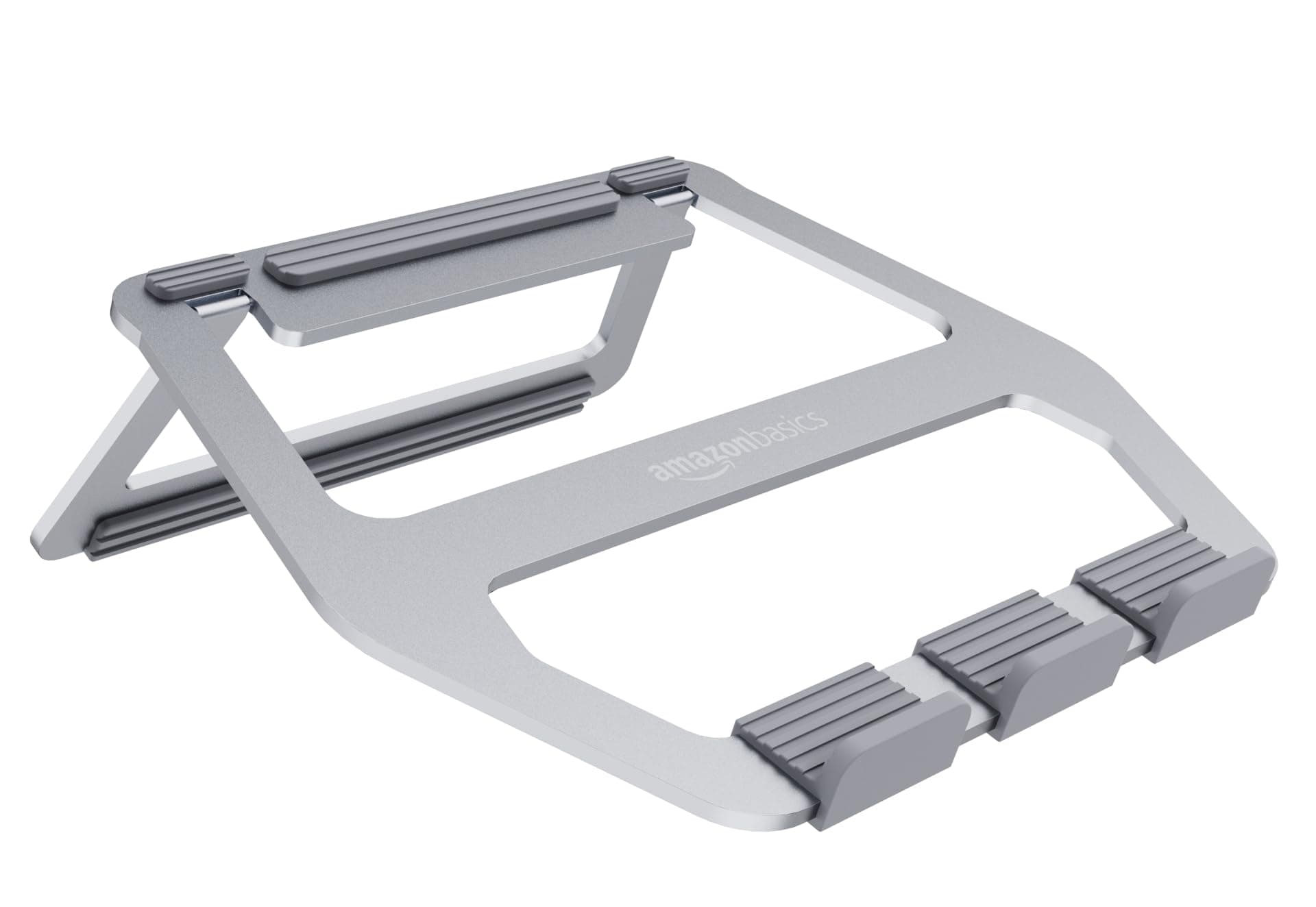 Amazon Basics Aluminum Portable Foldable Height Adjustable Support Stand for Laptops up to 13", Silver