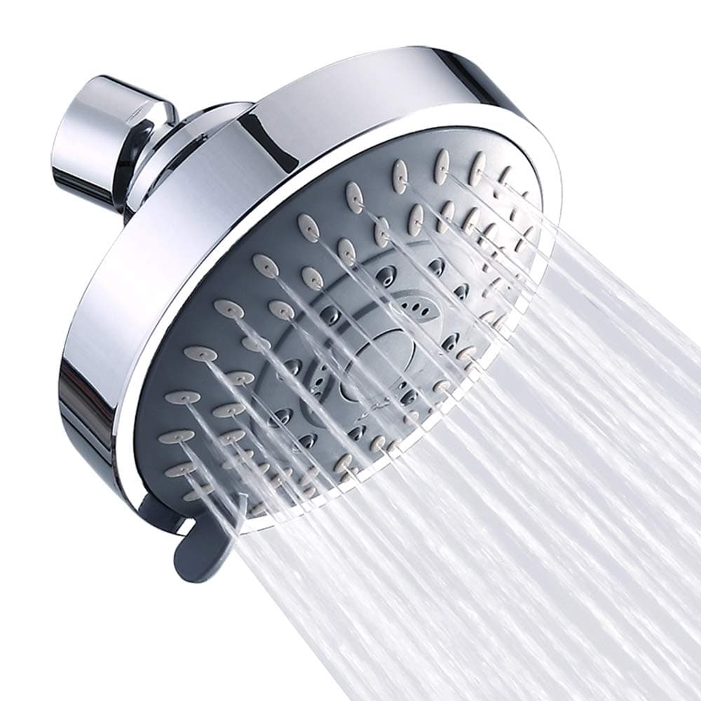 Aisoso Shower Head High Pressure Rain Fixed Showerhead 5-Setting with Adjustable Metal Swivel Ball Joint - Relaxed Shower Experience Even at Low Water Flow & Pressure