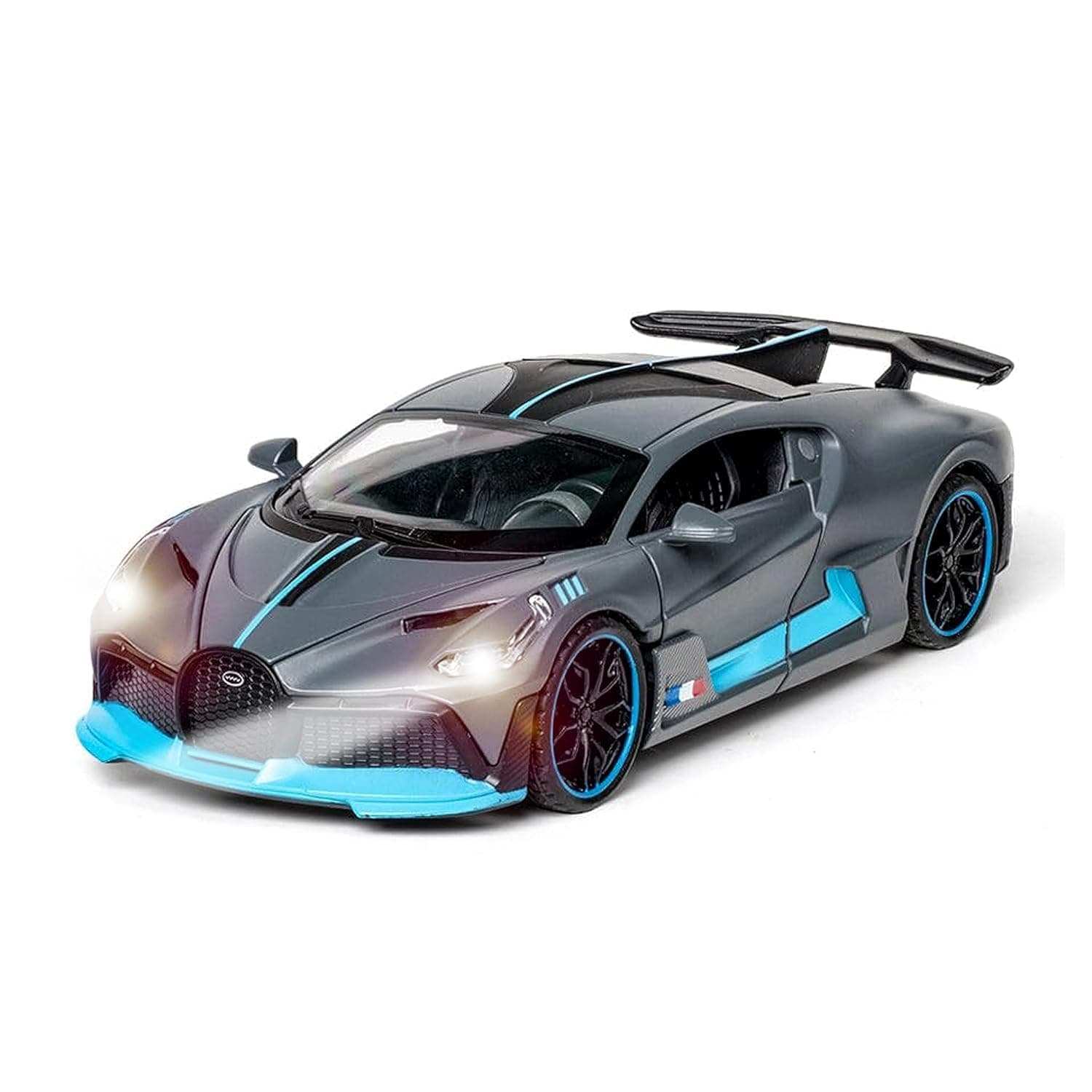 Bugatti Divo 1:32 Exclusive Alloy Metal Pull Back Die-cast Car Die cast Metal Pullback Toy car with Openable Doors & Light, Music Boys Gifts Toys for Kids【Colors as Per Stock】