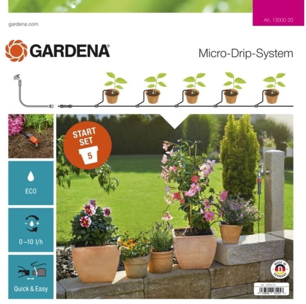 Starter Set Pots S: The practical Micro-Drip-System Starter Set 5 potted plants, wasserparende Automatic irrigation (13000-20)