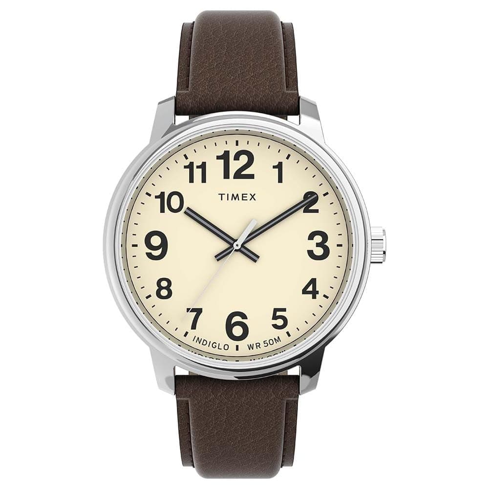 Timex Easy Reader Men's 43mm Leather Strap Watch