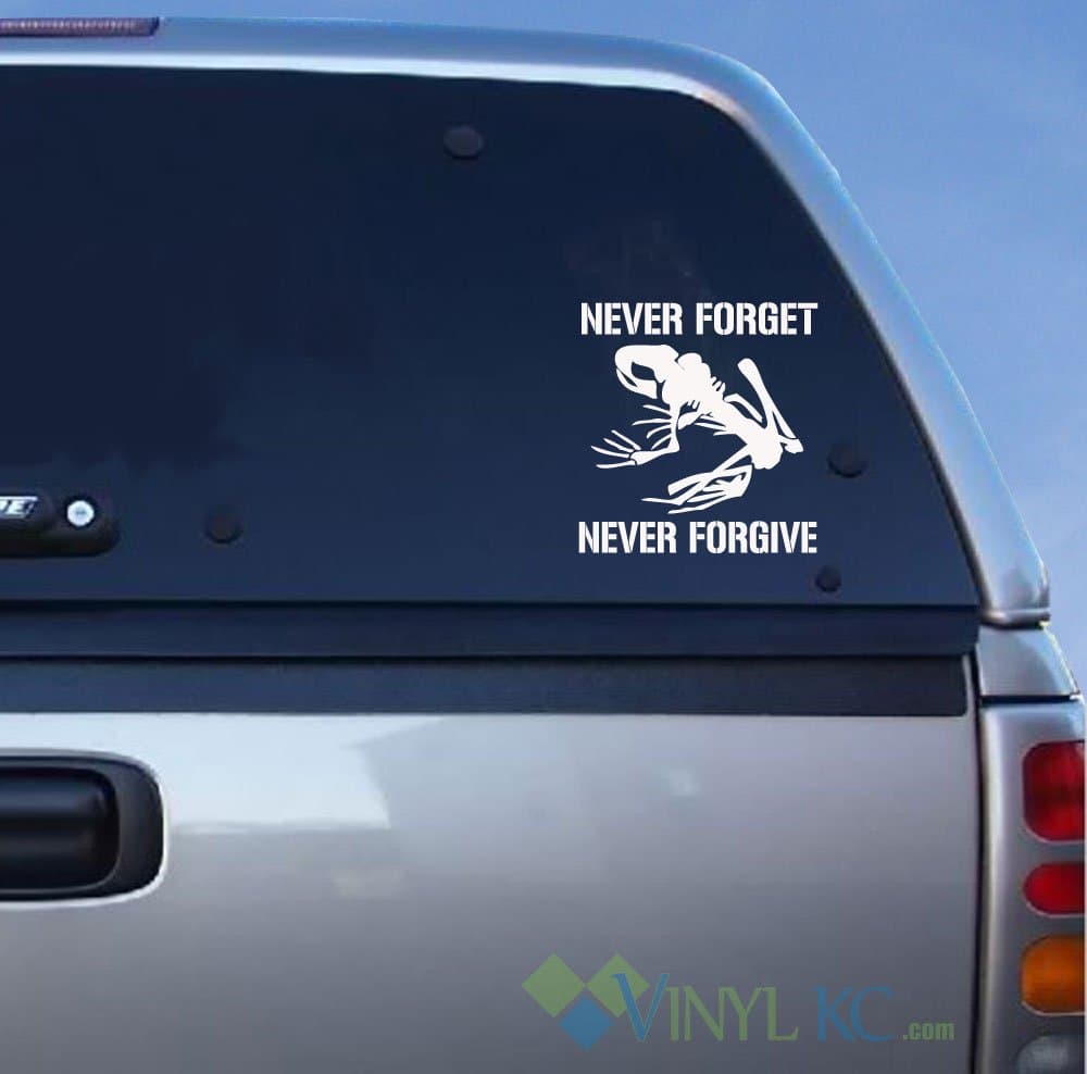 Navy Seal Team DEVGRU Frog Skeleton Decal Sticker - Never Forget - White
