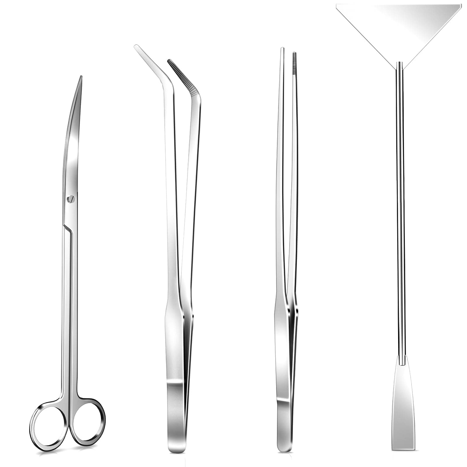 Aquascape Tools - 4PCS Premium Aquascaping Tools Kit, Enduring Aquarium Tools Include Aquarium Scissors Tweezers and Algae Scraper, Terrarium Supplies for Fish Tank