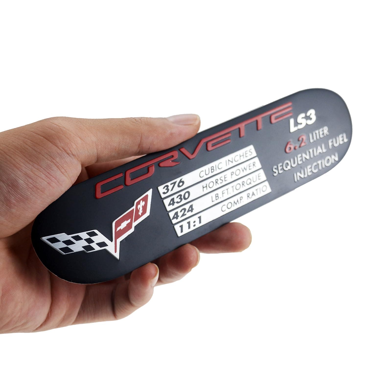 1Pc C6 Corvette Spec Data ID Metal Plate Emblem LS3 430HP 08-13 3D Badge Nameplate Replacement for Corvette