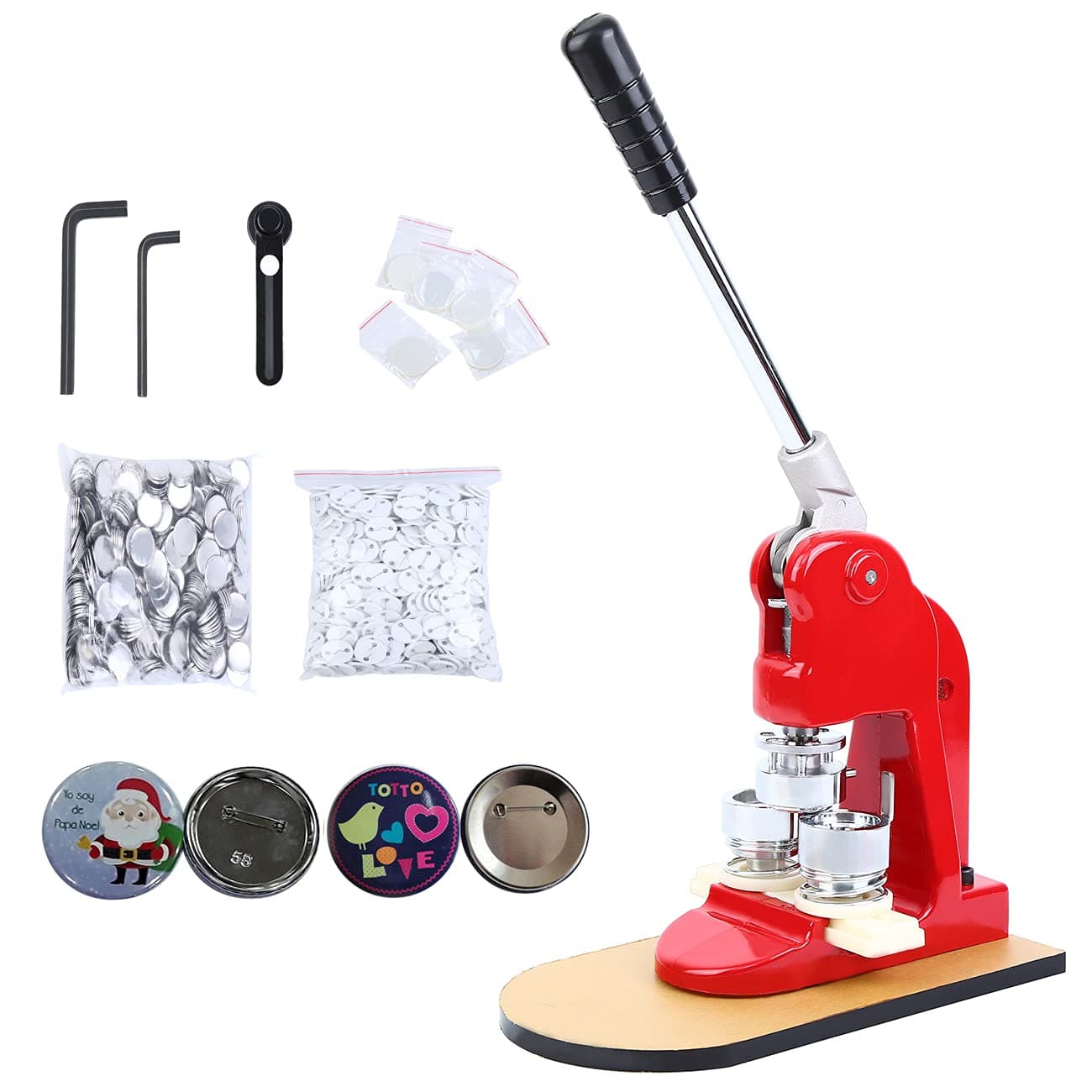 Yonntech 25mm / 32mm / 58mm / 75mm Badge Maker Machine Interchangeable with 500 Components Circle Cutter for Personalised Badges (25mm)