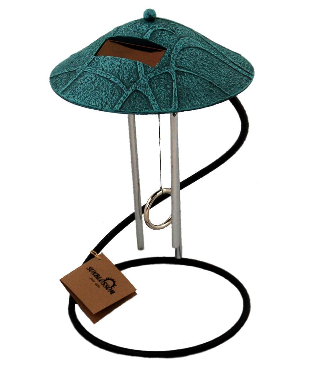Spiral Solar Powered Desk Chime, Verdigris