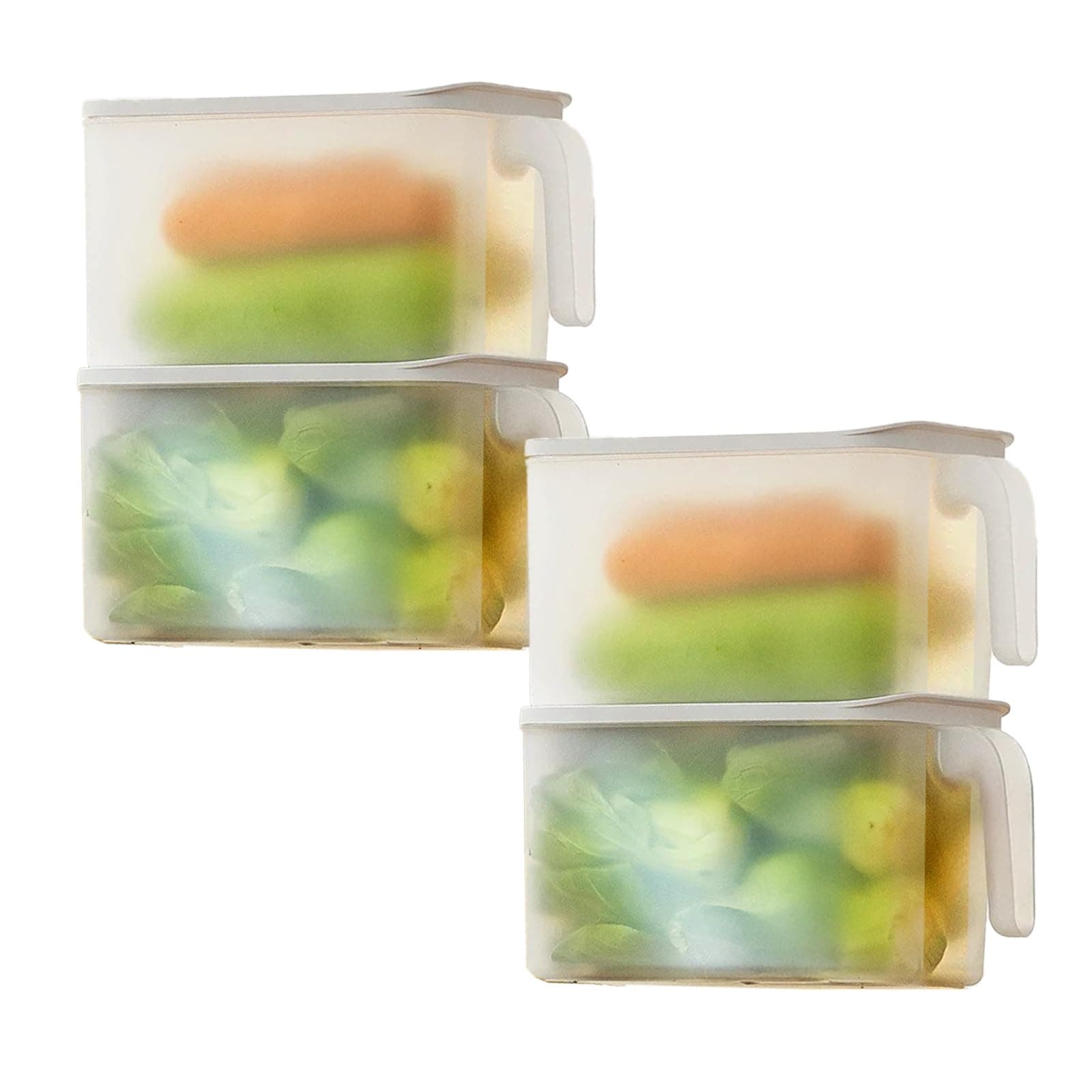 MineDecor 4 Pack 4.5L Plastic Storage Containers Square Food Storage Organizer Stackable Refrigerator Organizer Handle Kitchen Containers with Lids for Fruits Vegetables Meat Egg