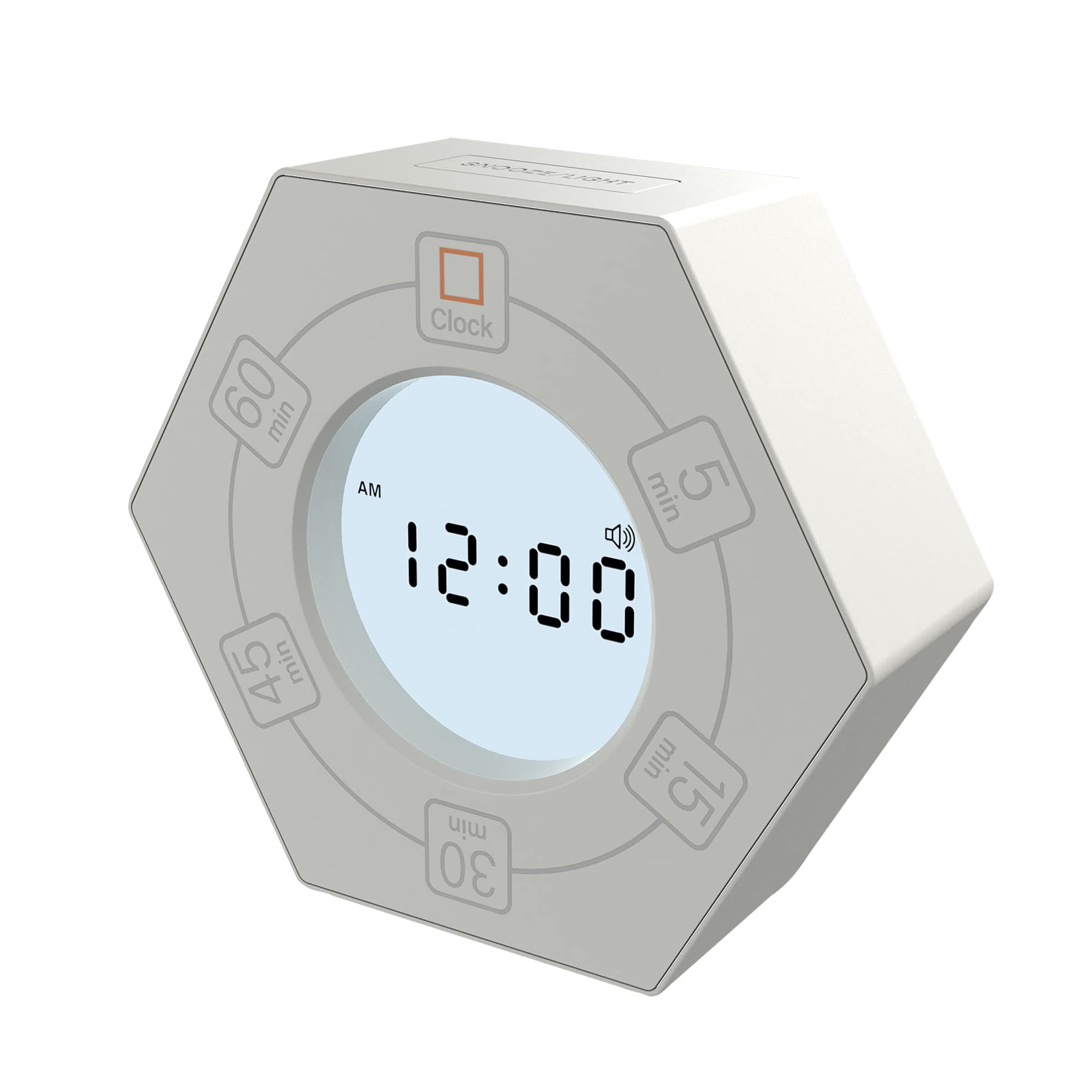 Znewtech Hexagon Rotating Timer, 5, 15, 30, 45, 60 Minute Preset Countdown Timer (White)