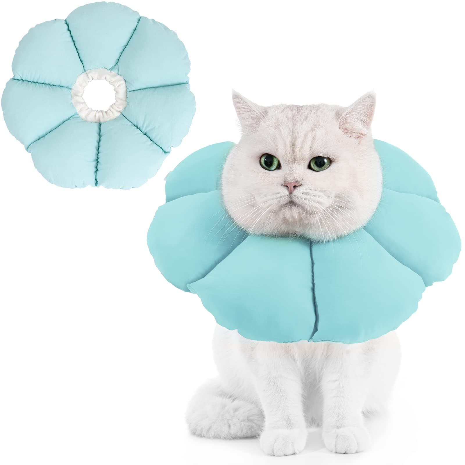 Avont Cat Cone Collar Soft, Recovery E Collar Cone Alternative Adjustable Neck Cone of Shame Elizabethan Collar After Surgery to Stop Licking for Cats Kittens Puppies -Blue(L)