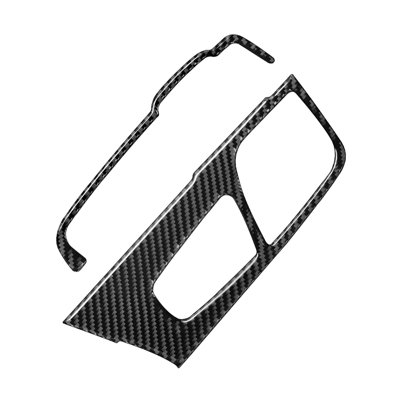 SUNJIKA Compatible with Carbon Fiber Gear Shift Box Button Panel Cover Trim Sticker Interior Accessories for BMW 5 Series G30 G38 525i 530i 540i 2018 2019 2020 2021 2022 2023 Black 2PCS