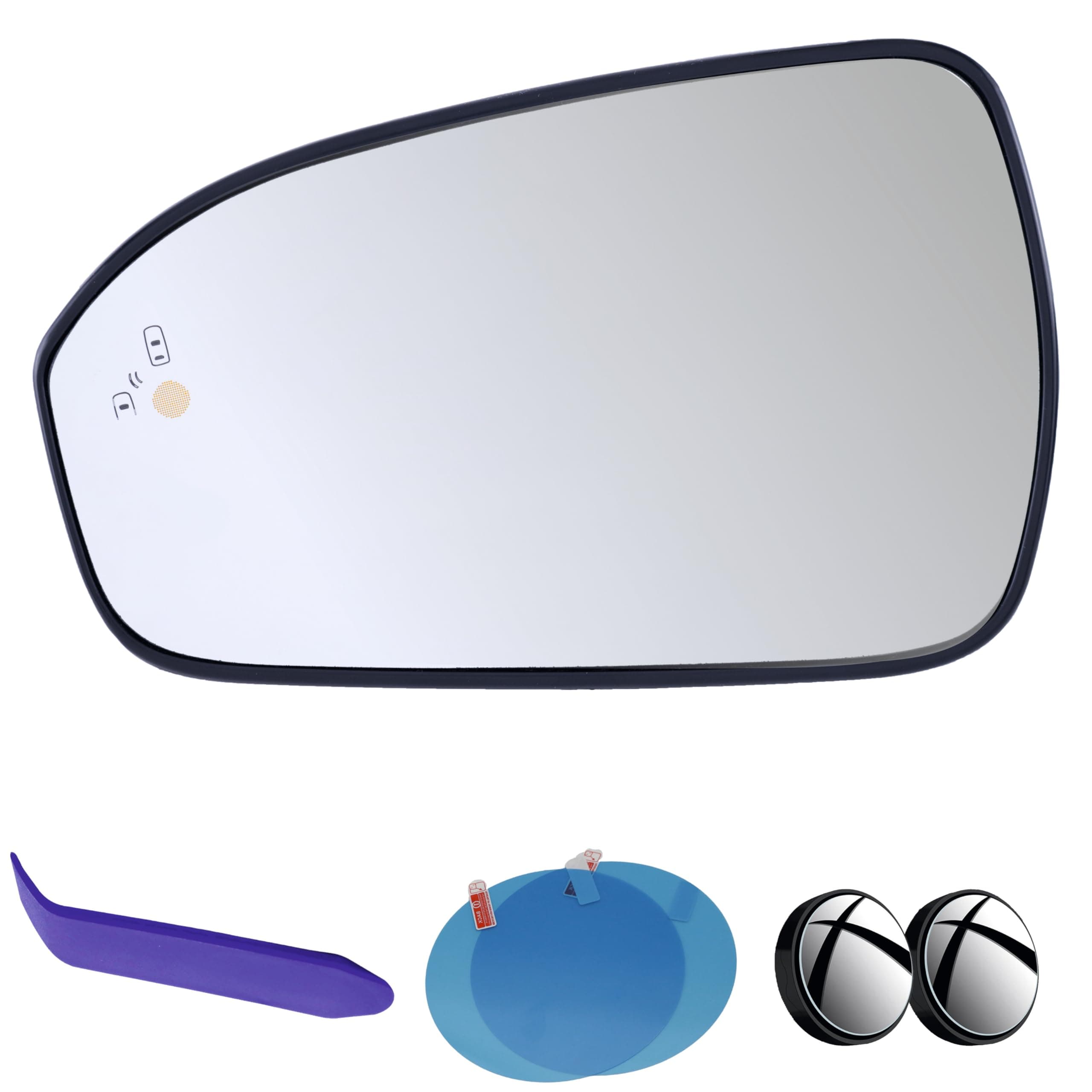 EAP Driver Side Mirror Glass Compatible with Ford Fusion 2013-2021, Heated with Blind Spot Without Auto Dimming KS7Z17K707C DS7Z17K707H