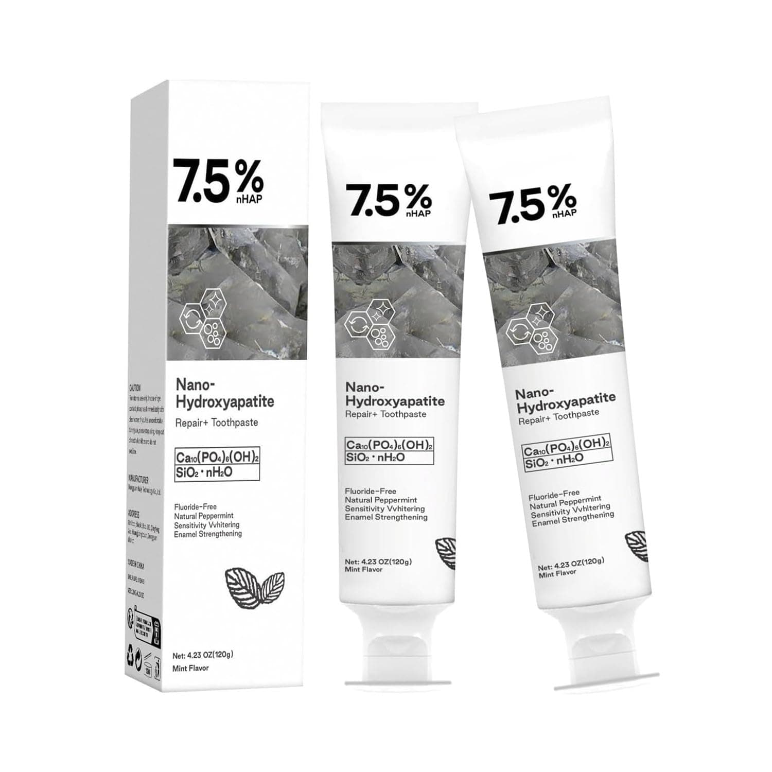 2PCS Hydroxyapatite Toothpaste for Advanced Enamel Protection, Gentle and Effective Formula, Fluoride-Free Toothpaste for Sensitive Teeth