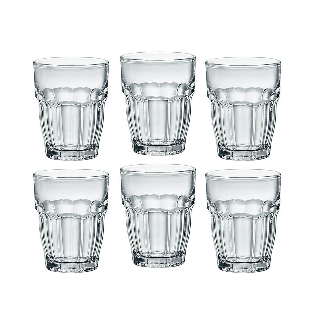 Rock Bar 2.25 oz. Shot Stackable Tempered Beverage Glasses for Cold Drinks, Water, and Cocktails, Set of 6, Clear