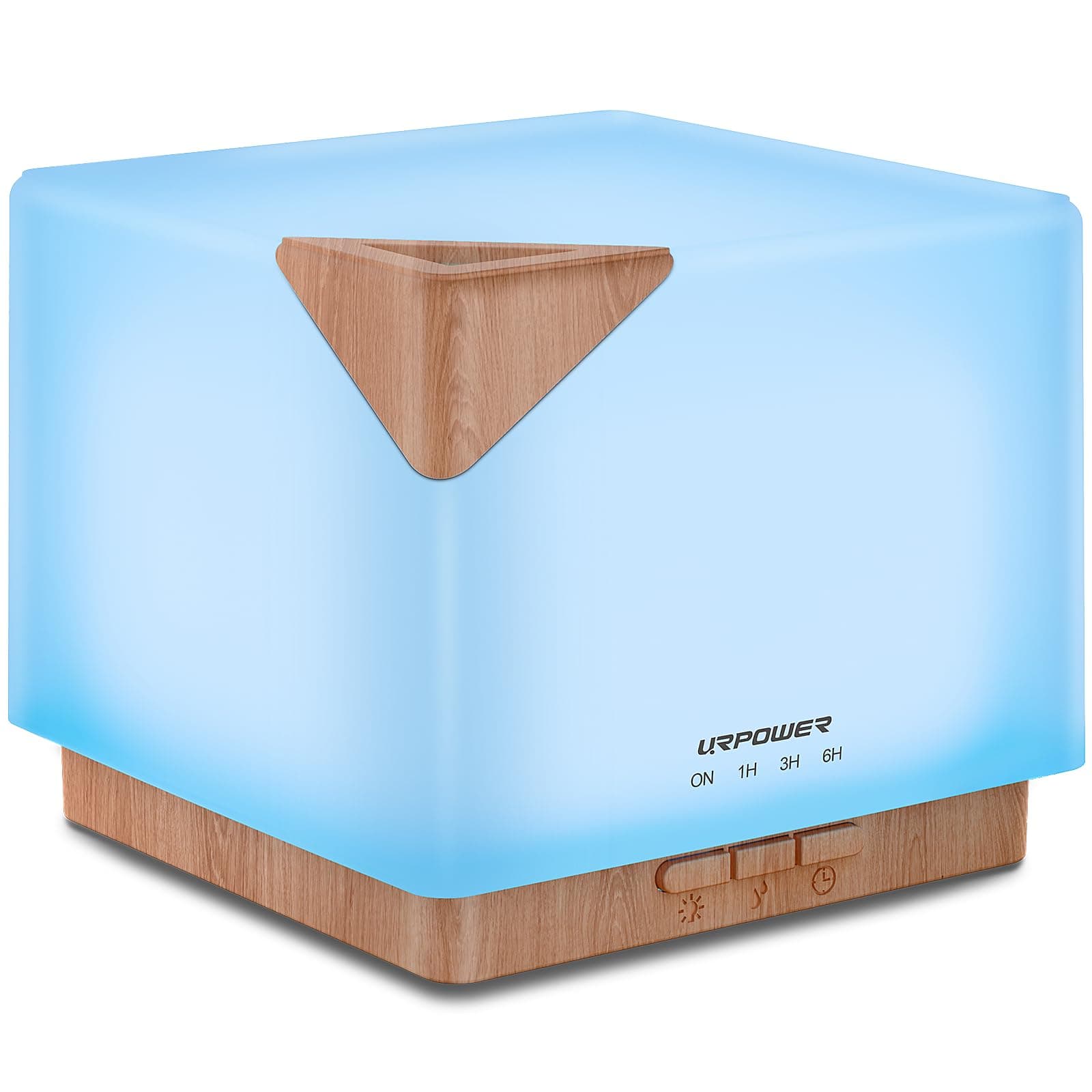 URPOWER Square Aromatherapy Essential Oil Diffuser Humidifier, 700ml Large Capacity Modern Ultrasonic Aroma Diffusers Running 20+ Hours 7 Color Changing for Home Office Bedroom Living Room Study
