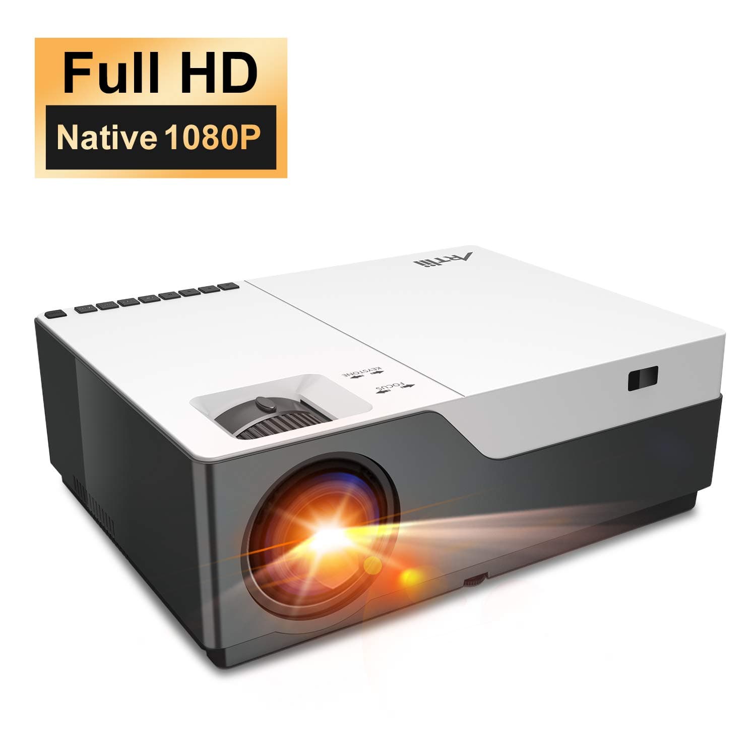 Full HD Projector Artlii Native 1080P Projector 300" Display 5000:1 Contrast LED Video Projector Home theater with Zoom Compatible TV Stick HDMI VGA USB Xbox Home and Outdoor Entertainment Remote Learning