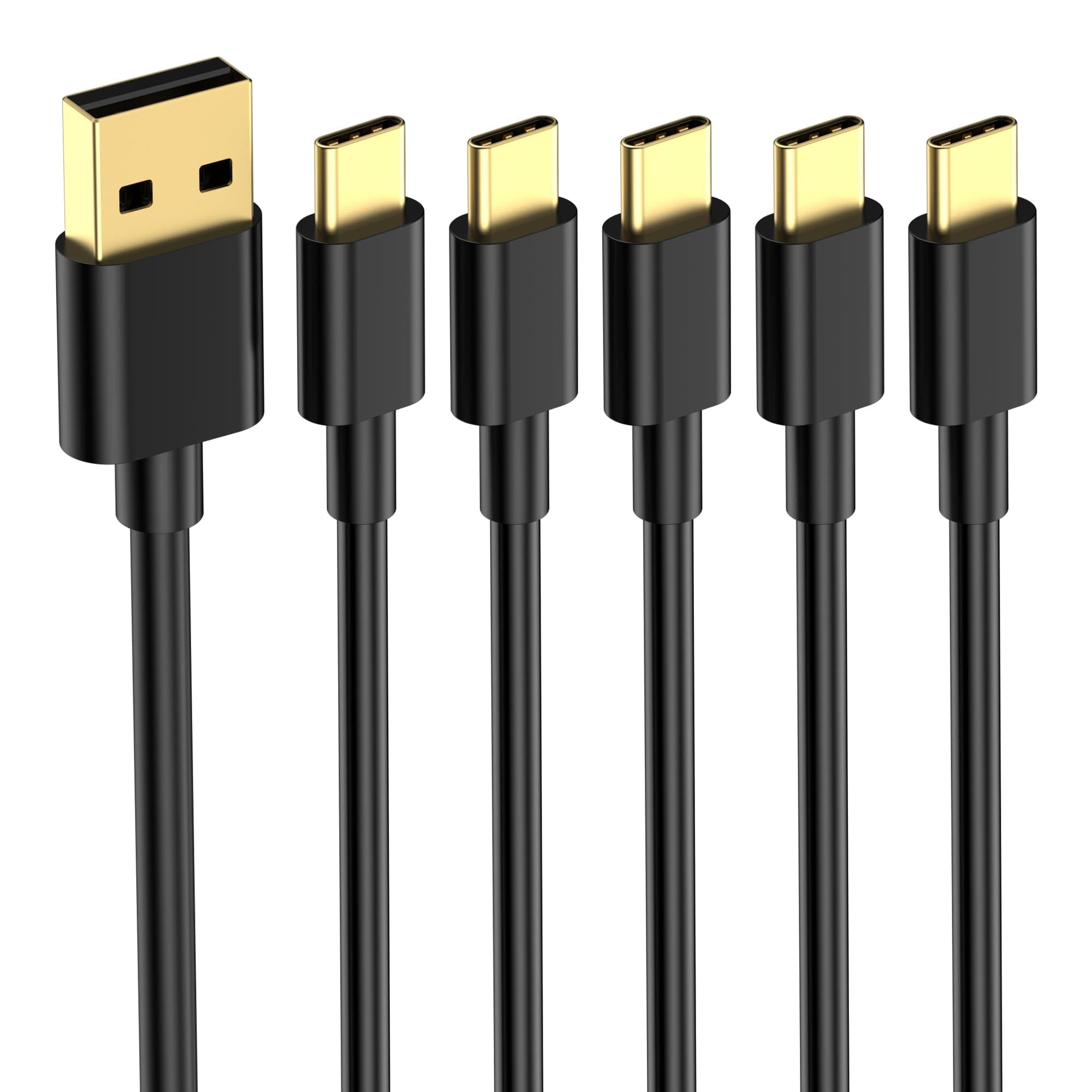 ecjtu USB A to USB C Cable 1.5FT (5 Pack), Type C Fast Charging Cord, 20V/3A 60W(MAX) Charger Compatible with Samsung S21 S20 S10 S9 S8, Note 10/9/8, Google Pixel, LG G5/6/7, Moto Z, HTC, Lumia 950