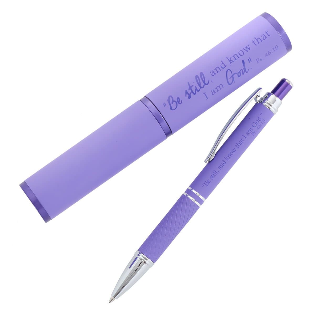 Purple Ballpoint Pen with Psalm 46:10 Verse Reference