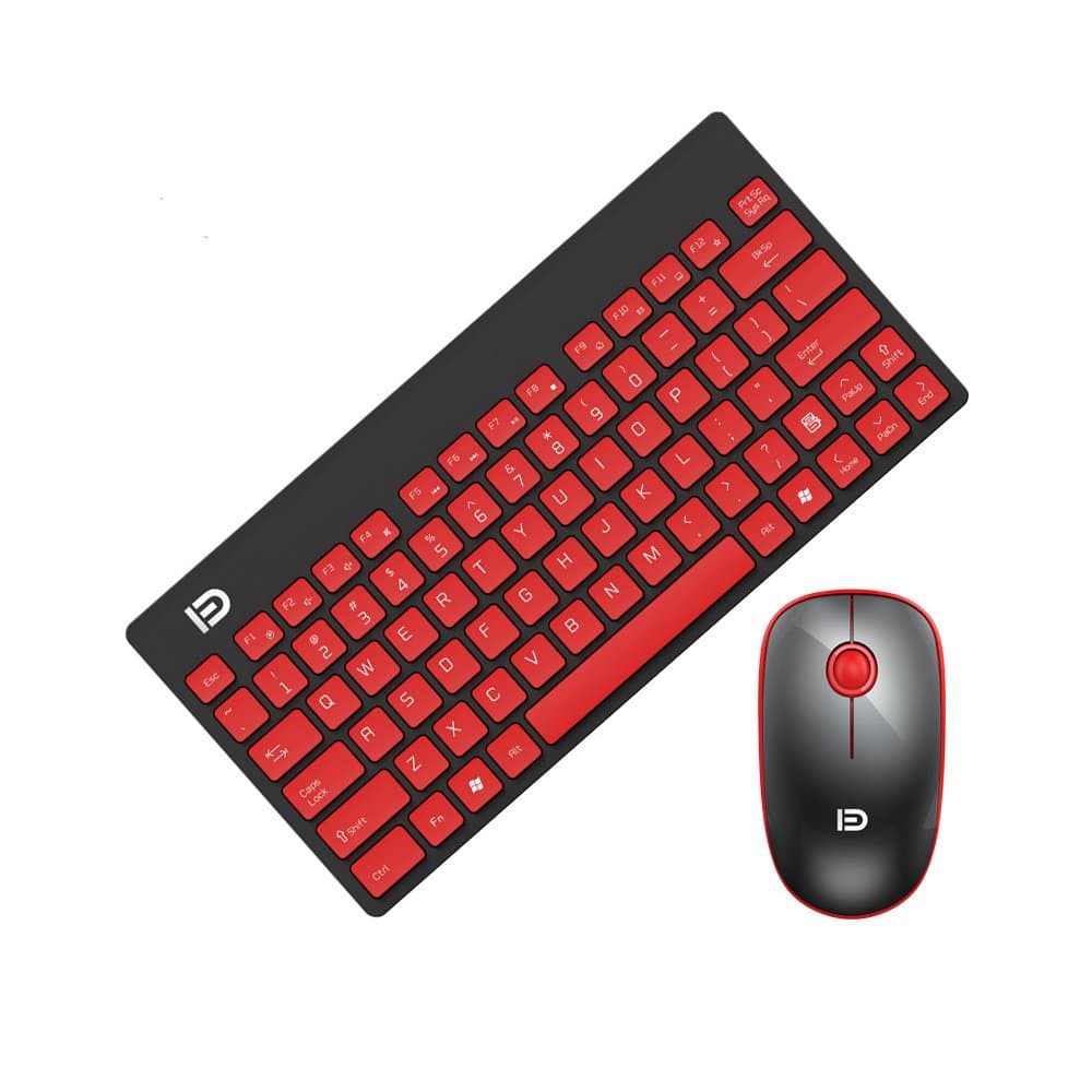 Wireless Keyboard and Mouse Combo, URCO Compact and Portable 2.4G Wireless Keyboard and 1600 DPI Optical Mouse (Black-Red)