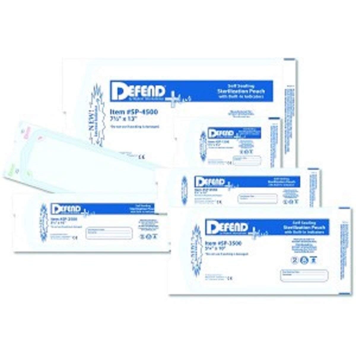 DEFEND Sterilization Pouches with Internal Indicator Strips (7.5"x13")