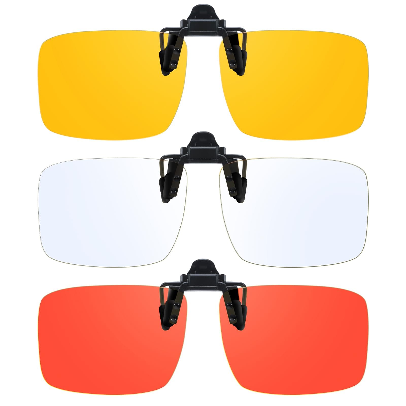 VIEWBETTER 3 Pack Clip On Blue Light Blocking Glasses for Eyes Strain/Light-Sensitive Flip Up Computer Gaming Glasses