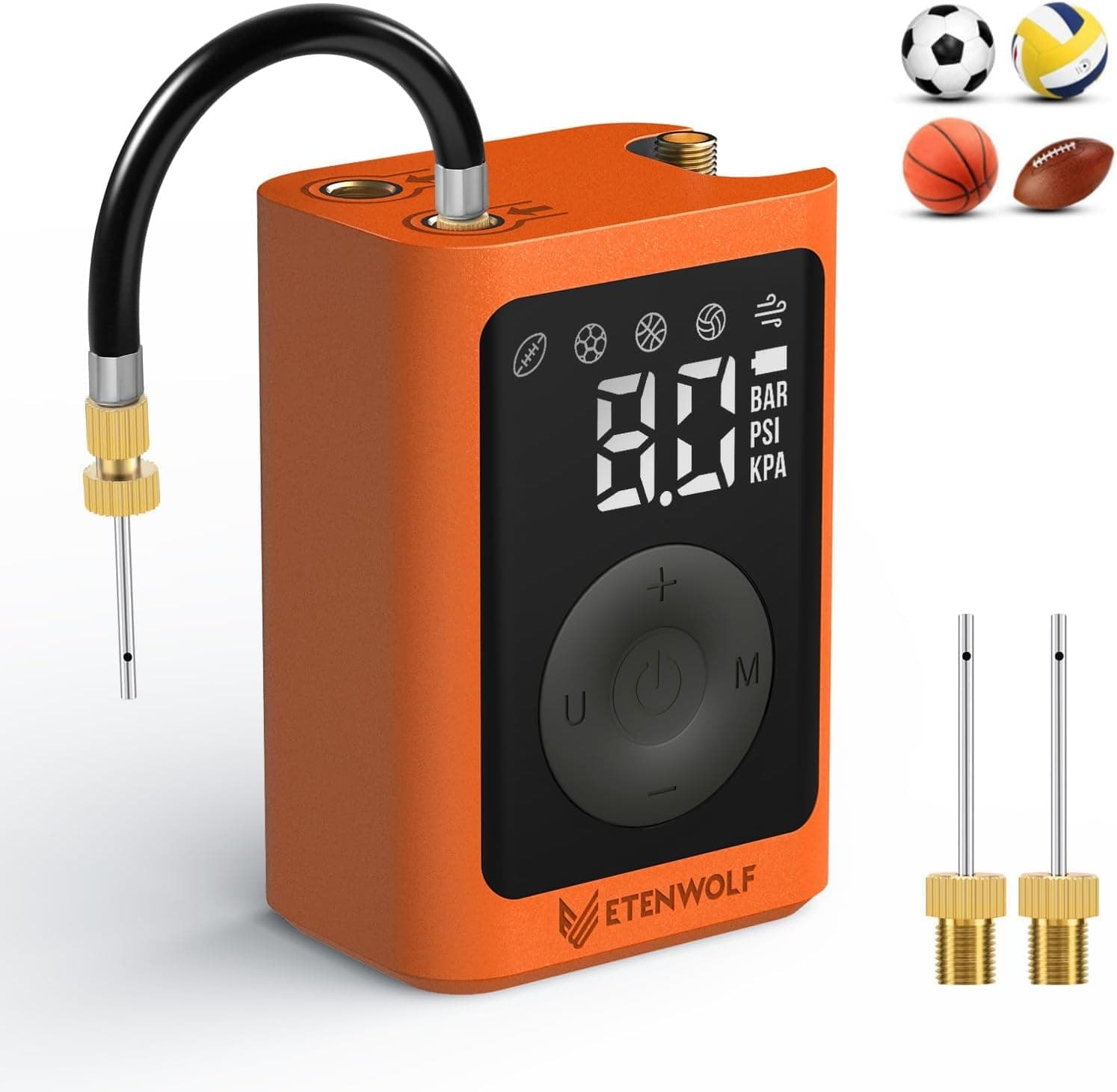 - ETENWOLF P300 Plus Ball Pump, Electric Basketball Pump Inflation and Deflation, with 3200 mAh Rechargeable Battery, Air Pump for All Sports Balls