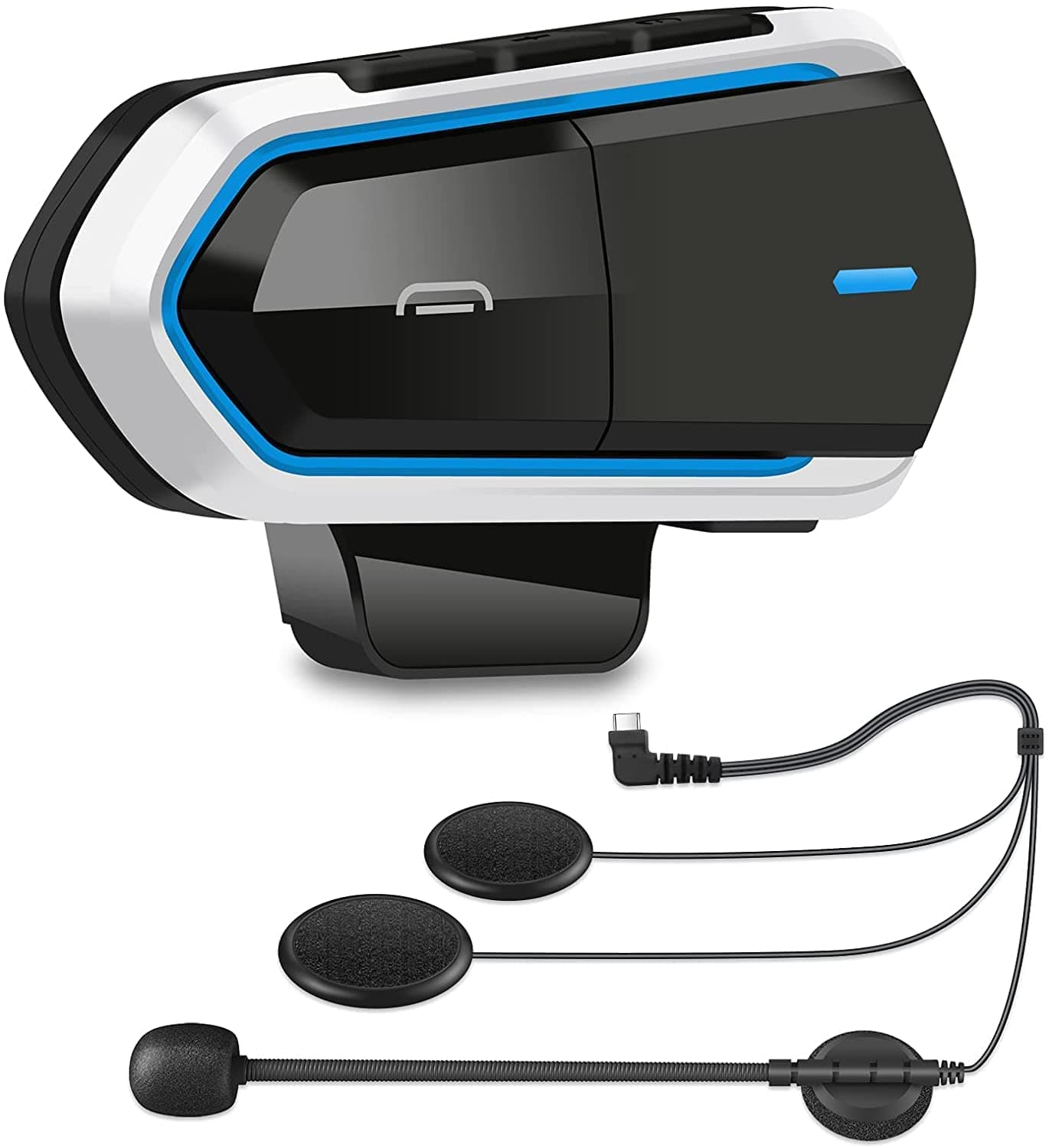 SETHDA Geva Motorcycle Helmet Bluetooth Headset with Type-C,BT5.0 Ultra-Thin IP65 Waterproof Motorbike Helmet Headset(High-Capacity Batteries, Handsfree, FM Radio, MP3 Player)