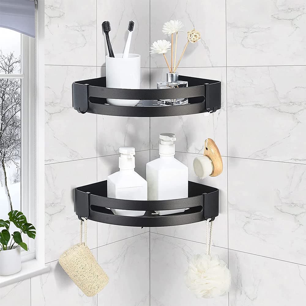 URbazaar 2Pack Bathroom Corner Shelf Kitchen Storage Shelf Corner Shower Bathroom Storage Shelf No Drilling Bathroom Accessories Organizer Wall Mounted Shelf for Washroom Kitchen Living Room