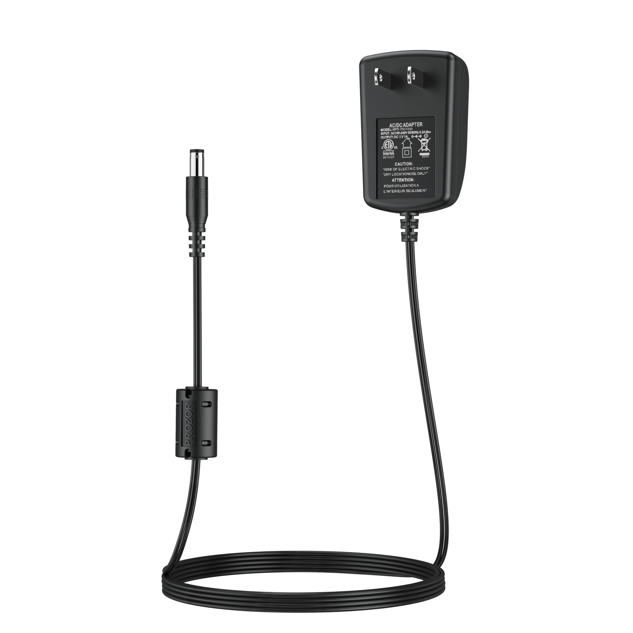 PROZOR Power Supply Adapter, AC Power Adapter 5V 1A Transformers Wall Charger DC Cable Length 153cm with 5.5mm Plug for HDMI Switch Splitter, DAC, CCTV, IP Camera, USB HUB