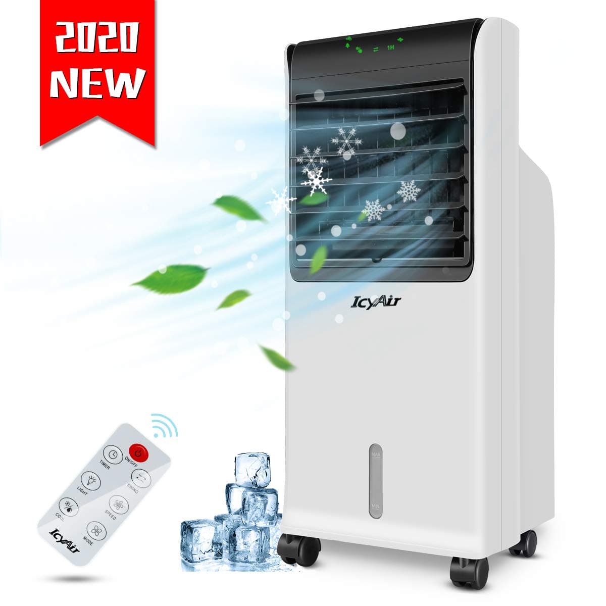 Mobile Air Conditioning, Air Cooler with Air Purification Function, Humidification Fan with Remote Control, 800 m³ / h, 110 Watts, Oscillation, 8h Timer, the Best Alternative to Air Conditioning