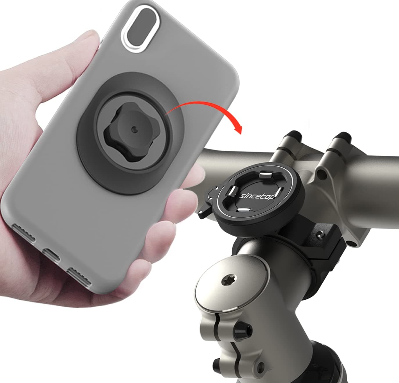 Bike Phone Mount, Quick Release Motorcycle/Bicycle Phone Holder - Robust Aluminum Stem Phone Mount for MTB/Mountain/Road Bicycle/Scooter Handlebar Clamp for iPhone and 4"-7.3" Smartphones