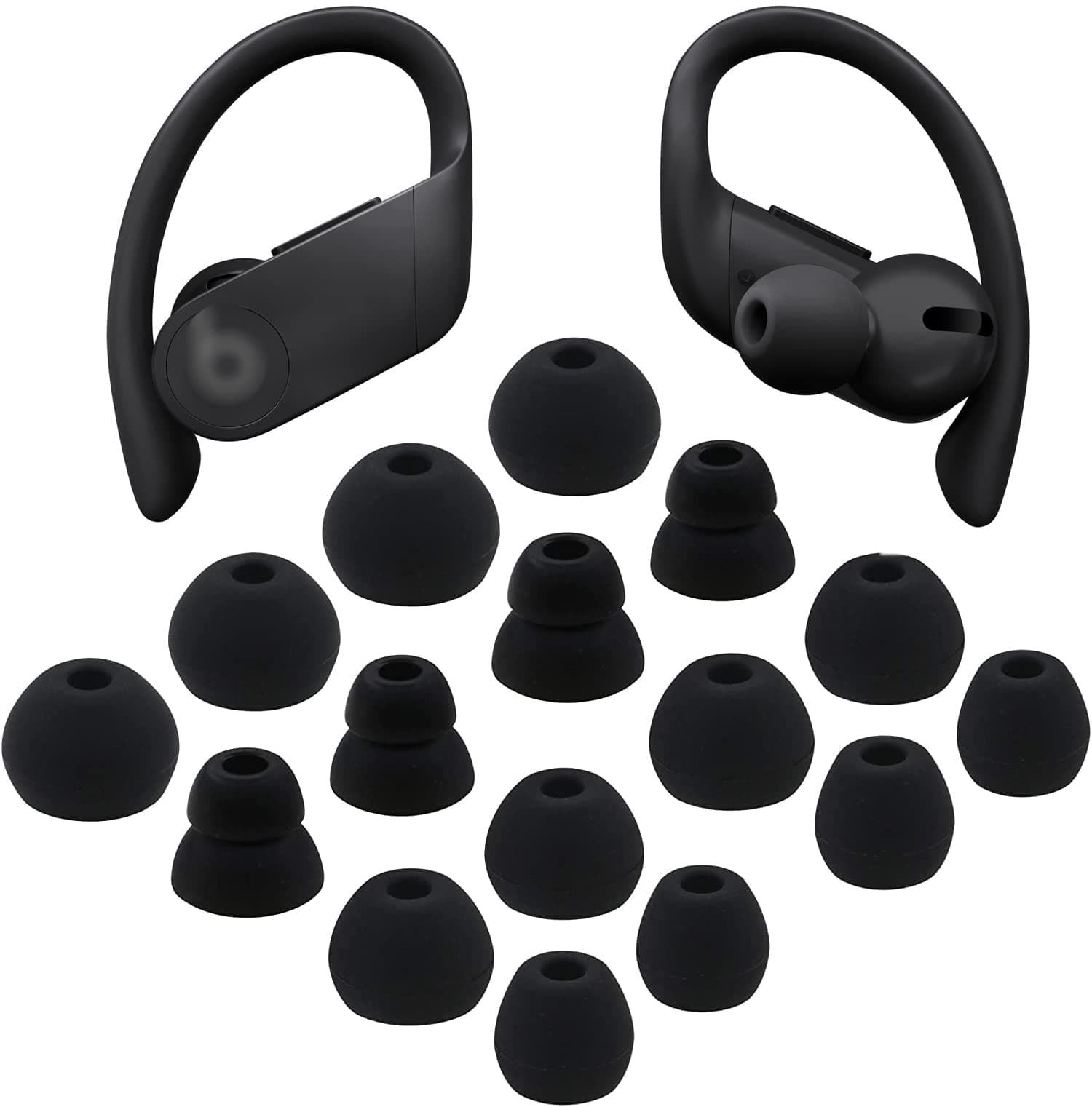 ALXCD Replacement Eartips Kit for Powerbeats Pro, 8 Pairs S/M/L/D, 4 Sizes, Soft Silicone Earbuds for Powerbeats Pro Headphones (Black)