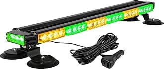 29.5" 54 LED Strobe Light Bar Double Side Flashing High Intensity Emergency Warning Flash Strobe Light with Magnetic Base for Safety Construction Vehicles Tow Trucks Pickup (Amber/Green)