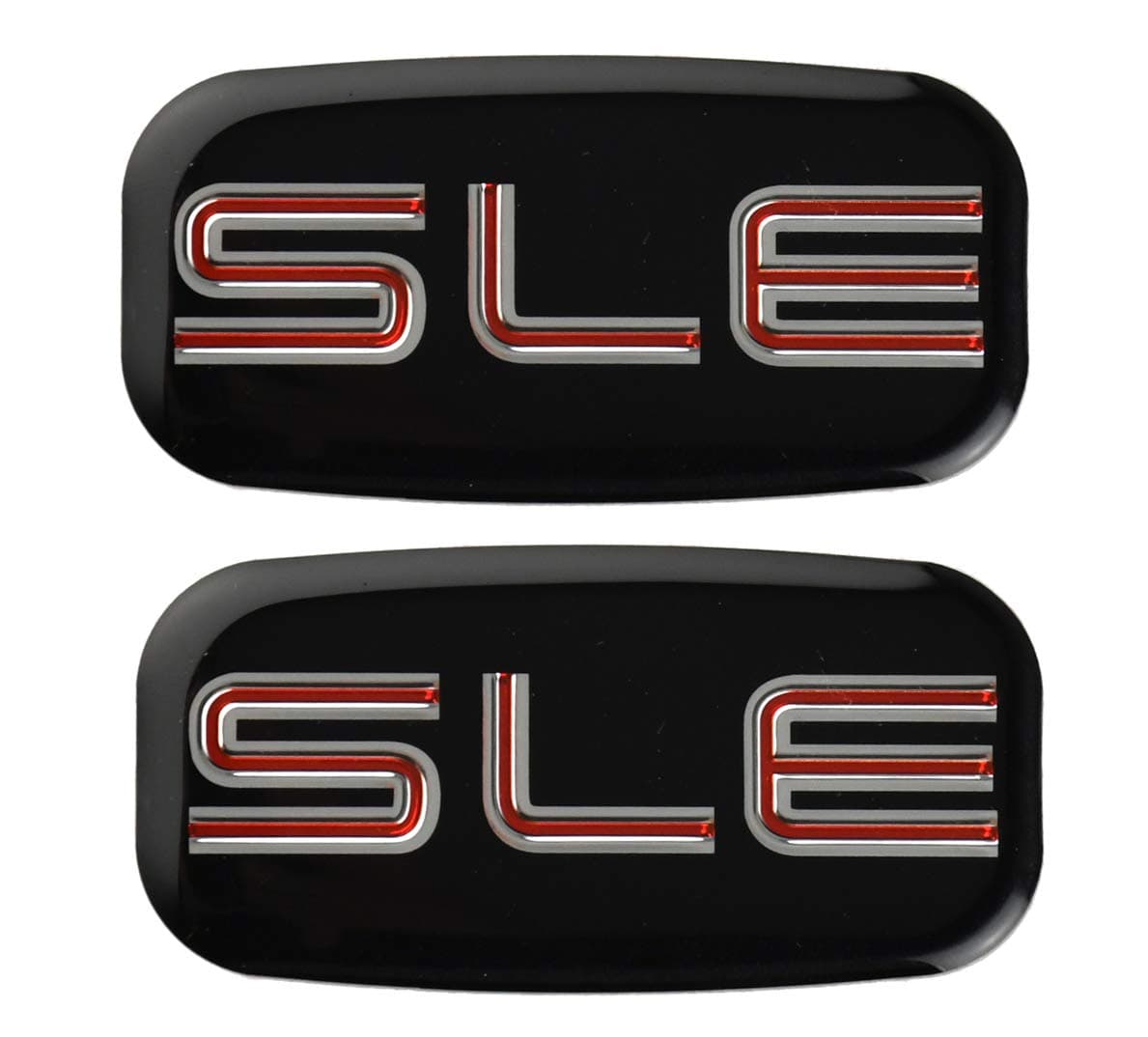 2x SLE Emblems 3D Nameplate Sticker Replacement for GMC Chevrolet Sierra Suburban Yukon 1500 2500 3500 15036134 (Chrome/Red)