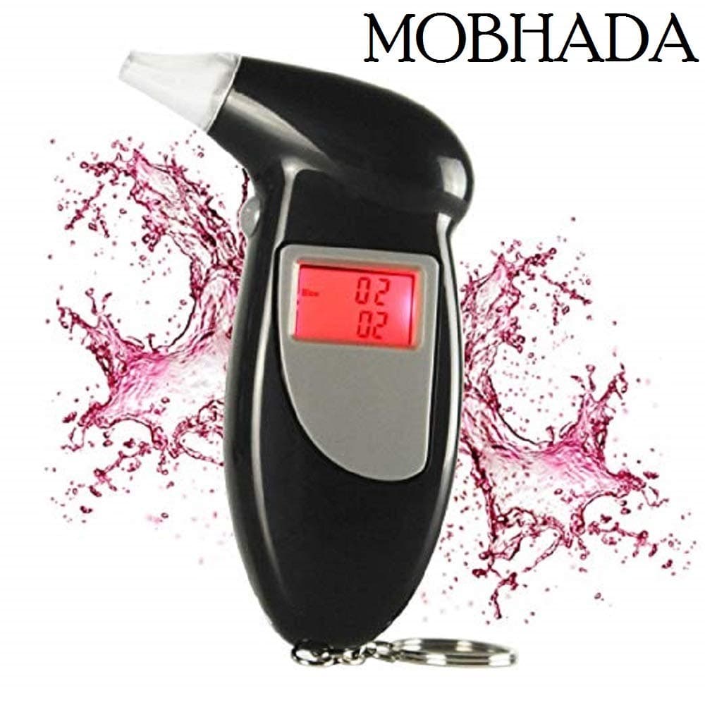 Mobhada Portable Digital Breath Analyzer Alcohol Tester Meter with Semi-Conductor Sensor Professional LCD Display Back Lit and 5 Mouth Pieces