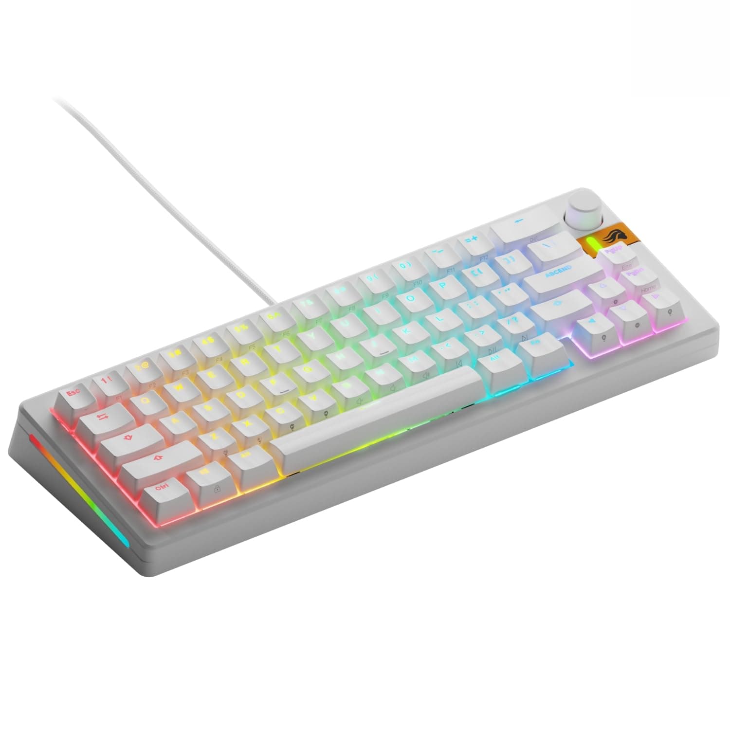 Glorious Gaming - GMMK 3 HE Rapid Trigger Keyboard, Hall Effect, 8K Polling Rate, MX Mechanical & Magnetic Switches, Hotswappable 65% Keyboard, Modular Gasket System, Doubleshot PBT keycaps (White)