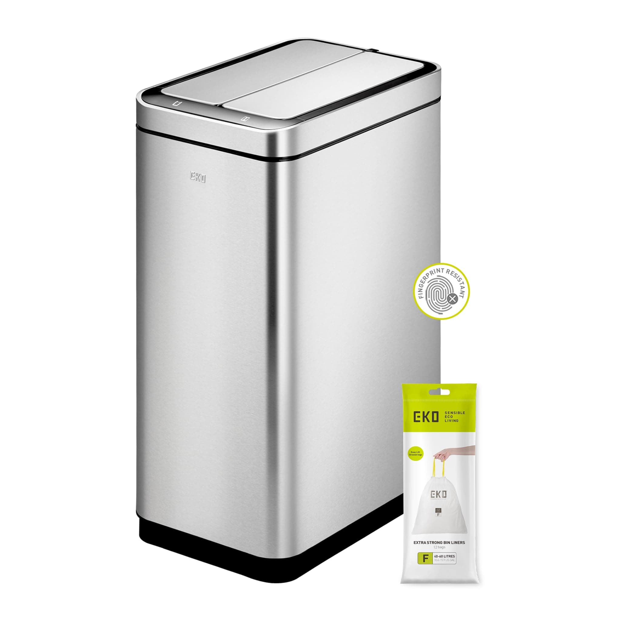 EKO Deluxe Phantom Motion Sensor Kitchen Bin - Touchless Automatic Rubbish Bin - Perfect for Kitchen & Home, Stainless Steel, 45 Litre