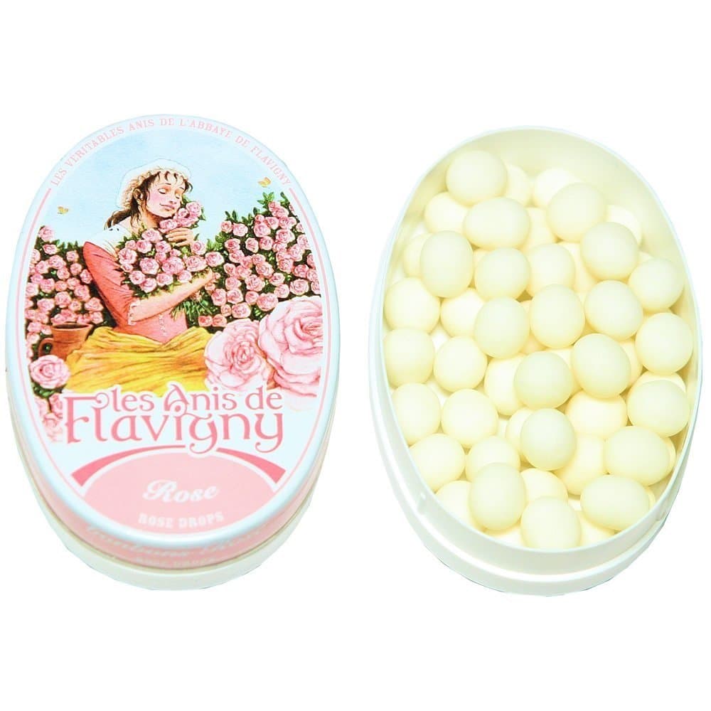 Les Anis de Flavigny French Mints Candy – Rose Flavor Hard Candy, Natural Gourmet Sweets in Classic Tin, 50g (1.75 oz)