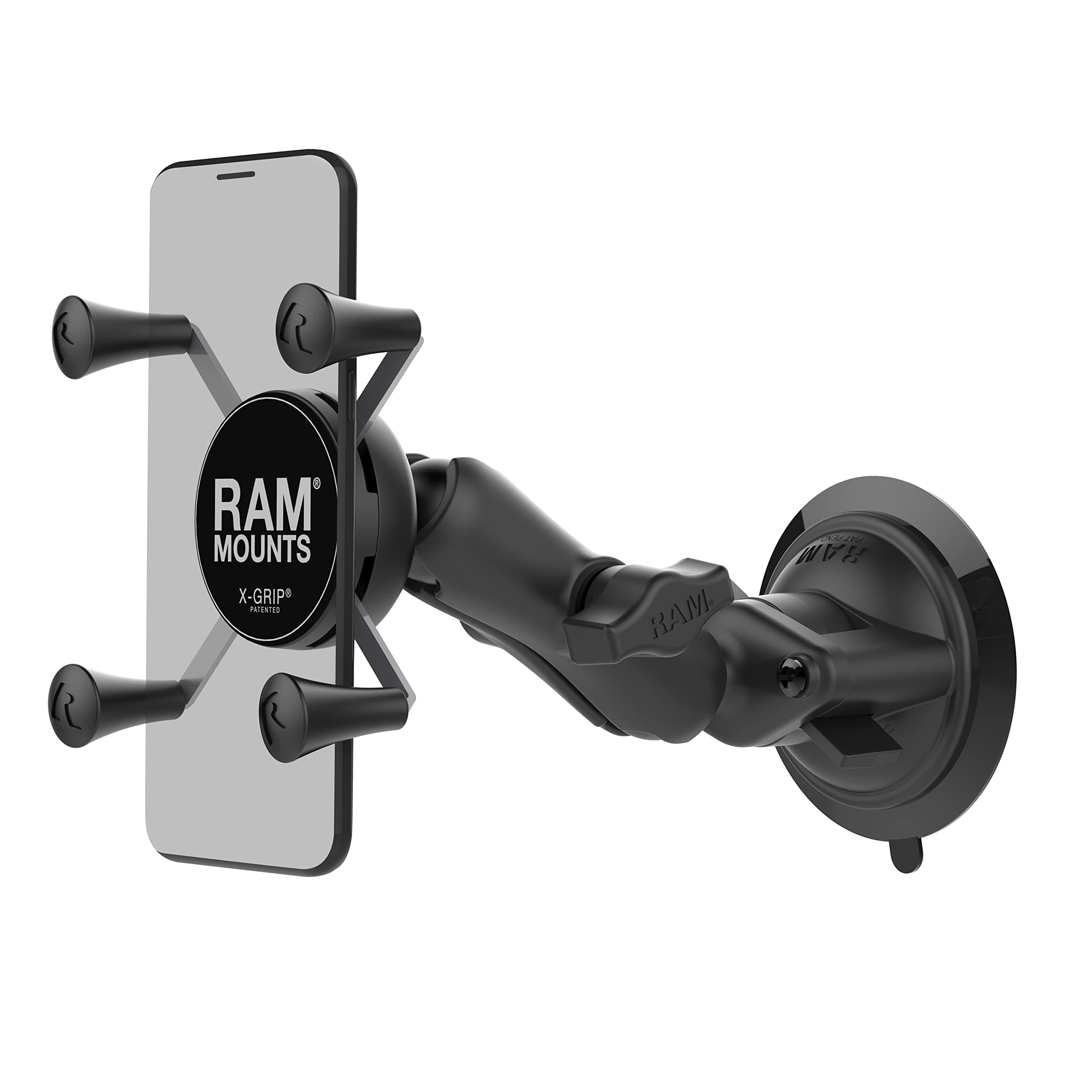 Ram Mount Composite Twist Lock Suction Cup Mount with Universal X-Grip Cellphone Holder - Non-Retail Packaging - Black