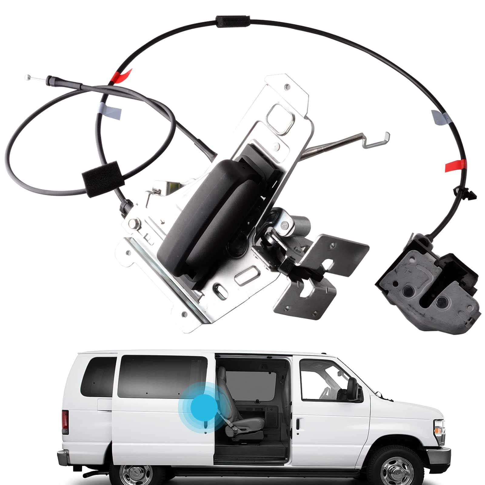 Sliding door Latch Assembly compatible for Ford E150 E250 E350 1992-2019 Econoline Van Right Passenger Sliding Door Lock Remove control